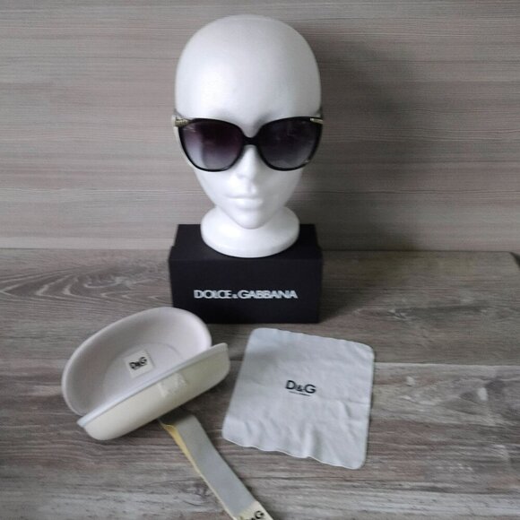 Dolce & Gabbana Womens Sunglasses Black Frame Gradient Lens 58mm Case Box Italy - Picture 4 of 16